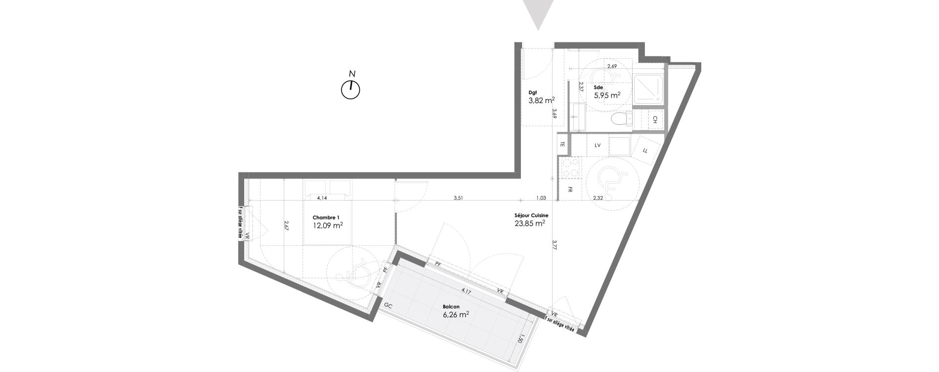 Appartement T2 de 45,71 m2 &agrave; La Seyne-Sur-Mer Daniel