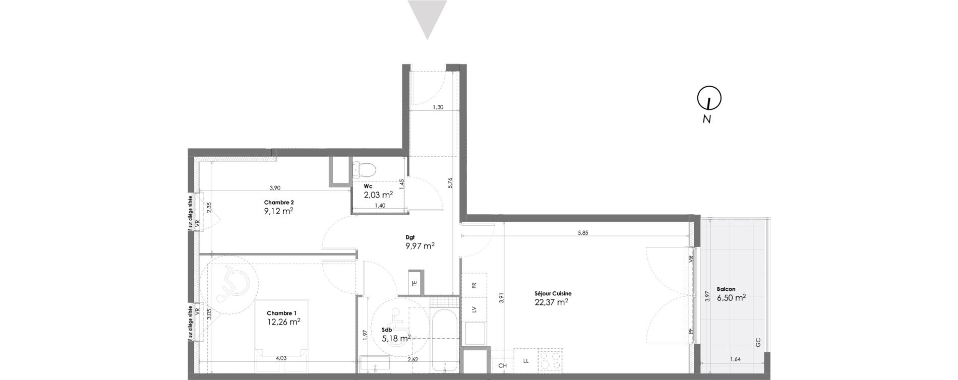 Appartement T3 de 60,93 m2 &agrave; La Seyne-Sur-Mer Daniel