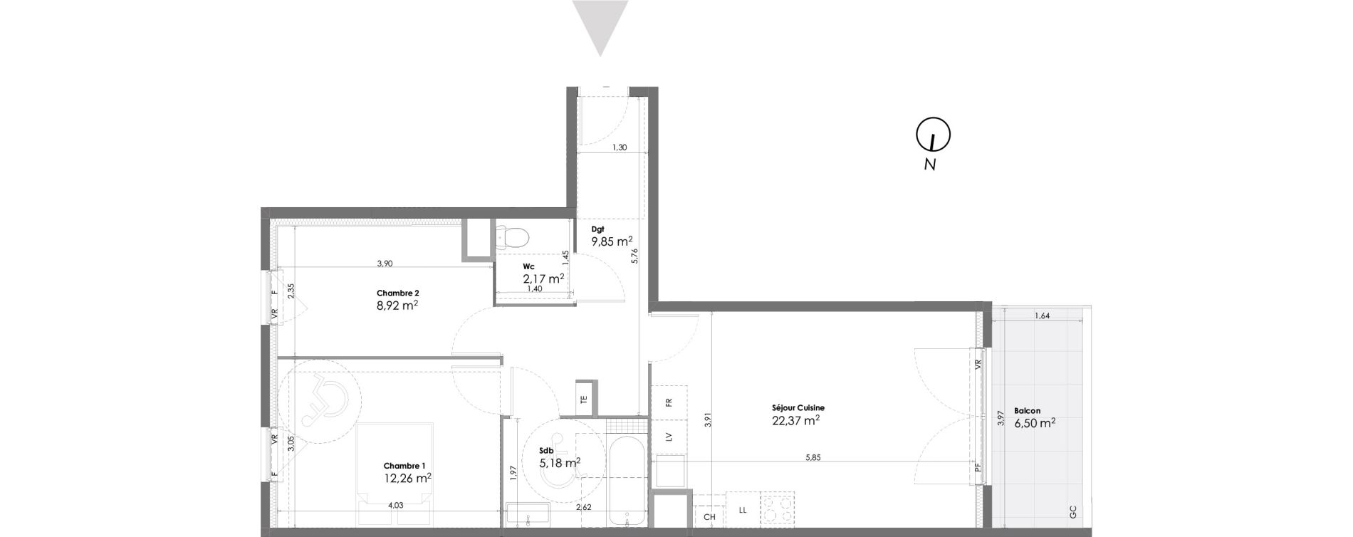 Appartement T3 de 60,75 m2 &agrave; La Seyne-Sur-Mer Daniel
