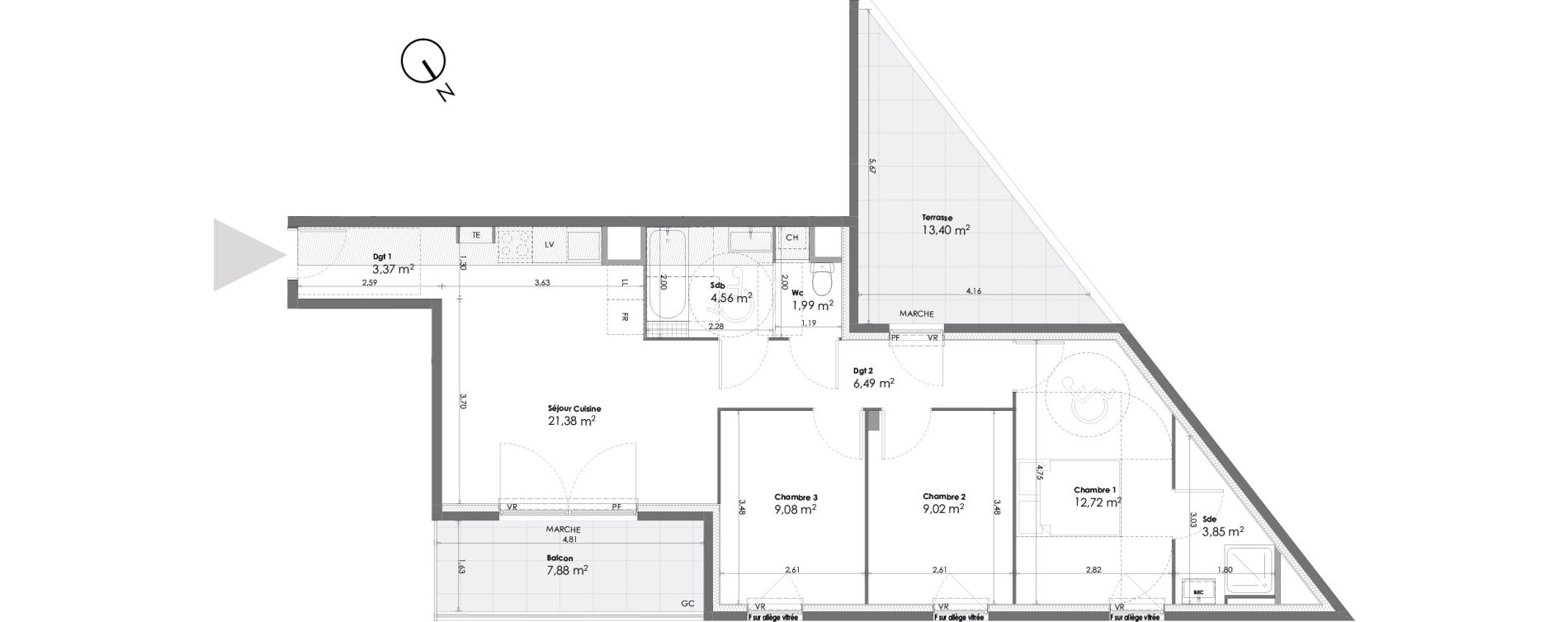 Appartement T4 de 72,46 m2 &agrave; La Seyne-Sur-Mer Daniel
