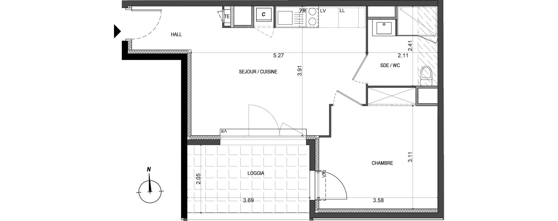 Appartement T2 de 37,46 m2 &agrave; La Seyne-Sur-Mer Porte marine