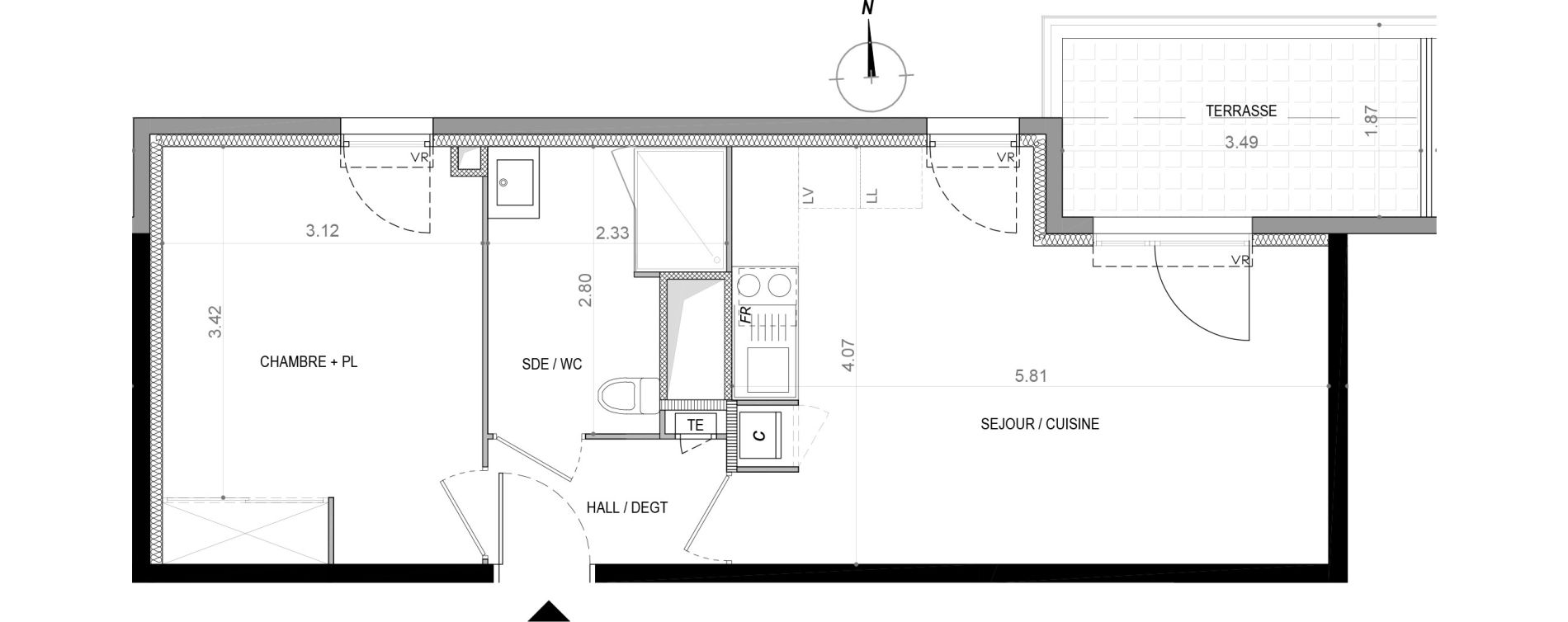 Appartement T2 de 41,53 m2 &agrave; La Seyne-Sur-Mer Porte marine