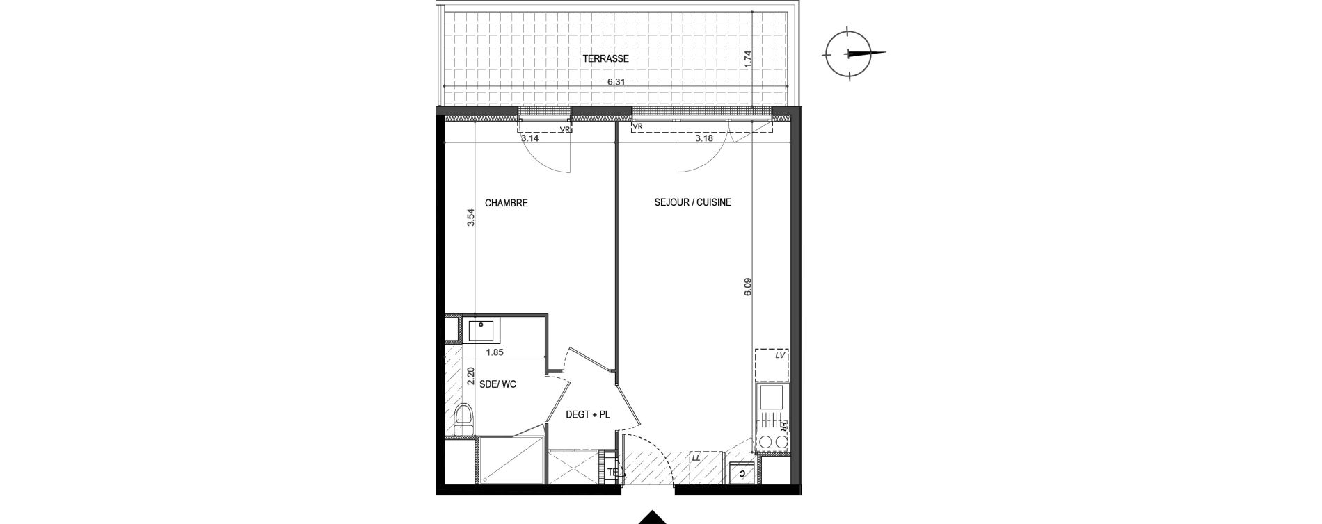 Appartement T2 de 40,55 m2 &agrave; La Seyne-Sur-Mer Porte marine