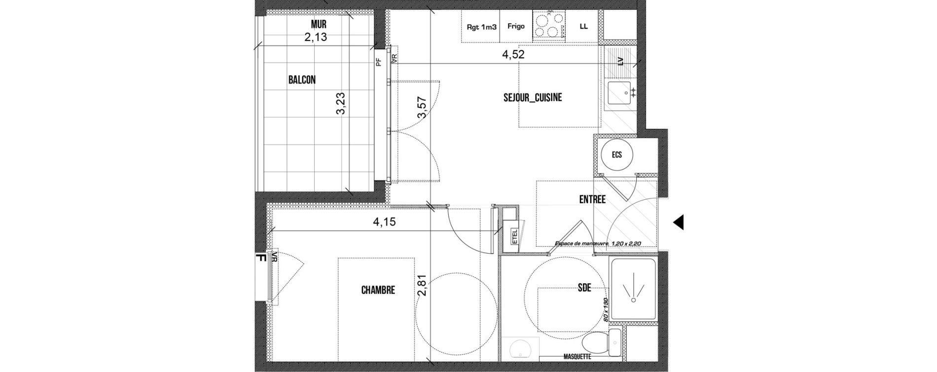 Appartement T1 bis de 35,00 m2 &agrave; La Seyne-Sur-Mer Balaguier - aiguillette
