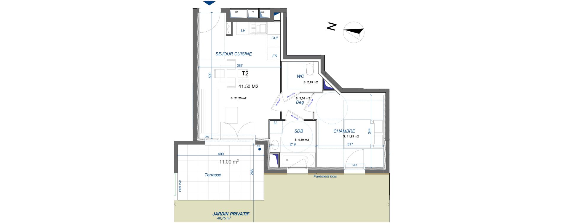 Appartement T2 de 41,50 m2 &agrave; La Valette-Du-Var Centre