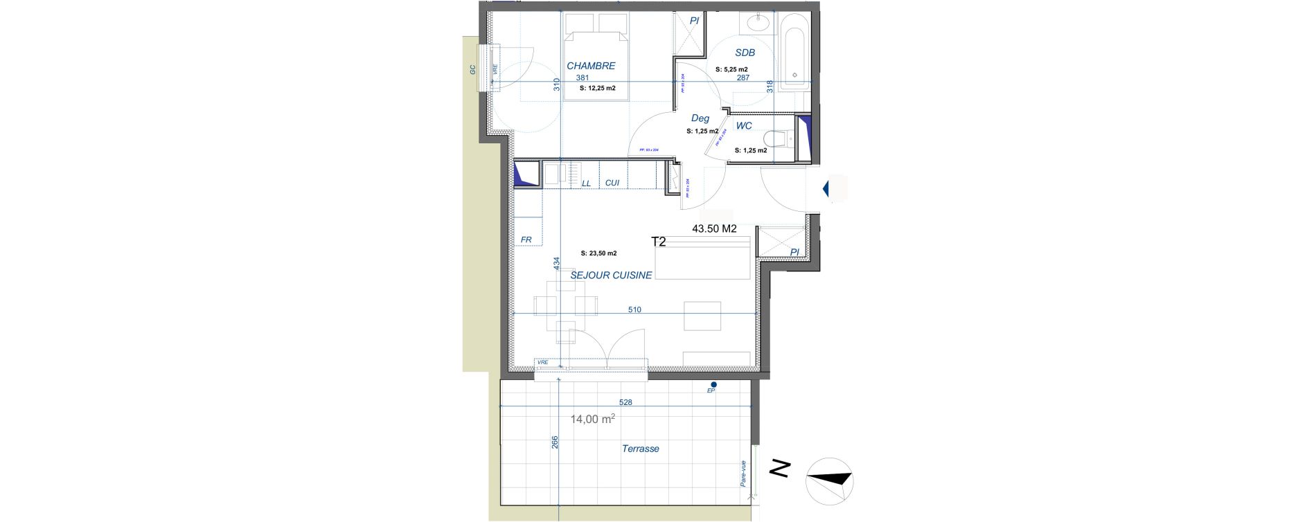 Appartement T2 de 43,50 m2 &agrave; La Valette-Du-Var Centre