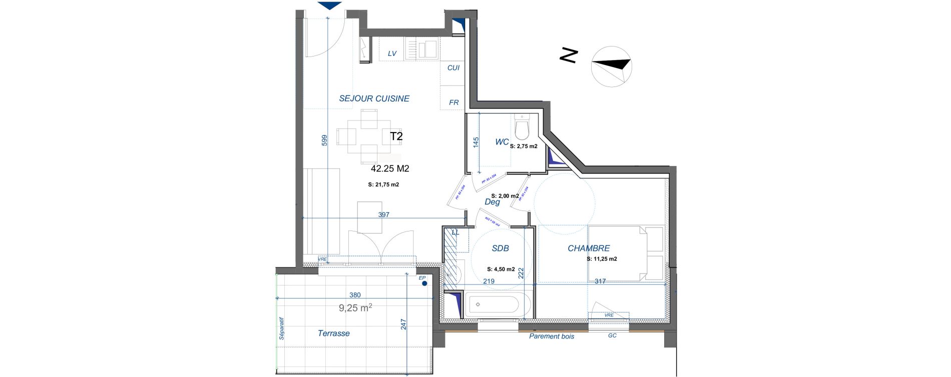 Appartement T2 de 42,25 m2 &agrave; La Valette-Du-Var Centre