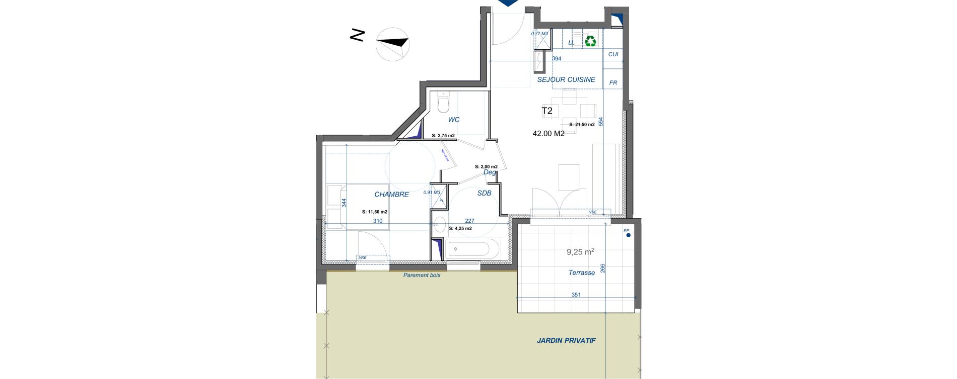 Appartement T2 de 42,00 m2 &agrave; La Valette-Du-Var Centre