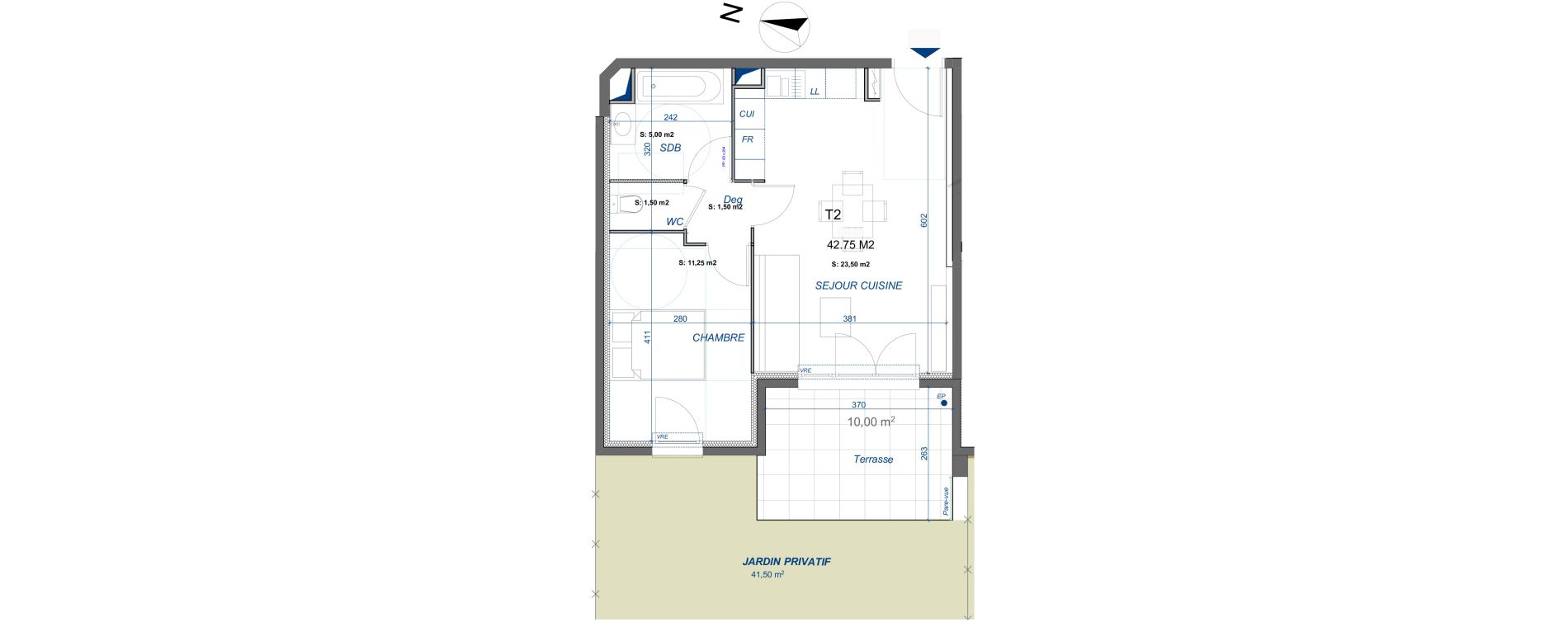 Appartement T2 de 42,75 m2 &agrave; La Valette-Du-Var Centre