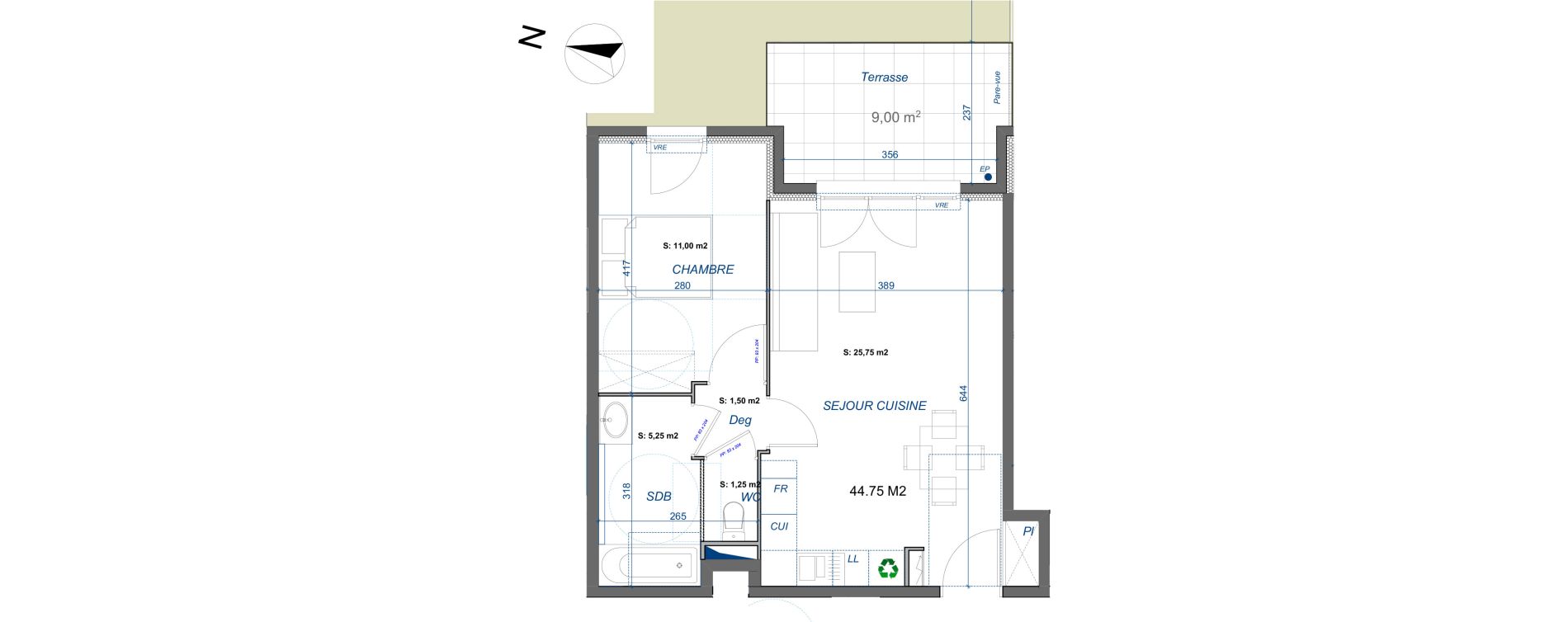Appartement T2 de 44,75 m2 &agrave; La Valette-Du-Var Centre