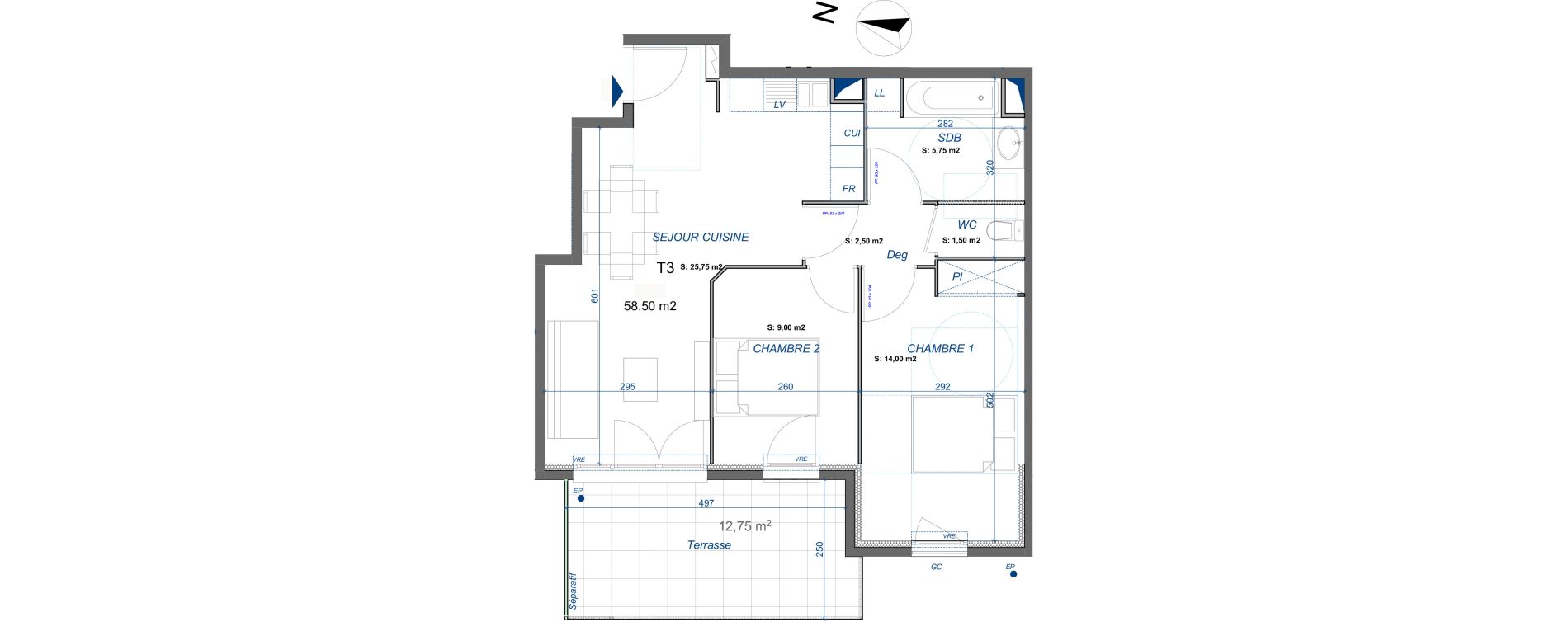 Appartement T3 de 58,50 m2 &agrave; La Valette-Du-Var Centre