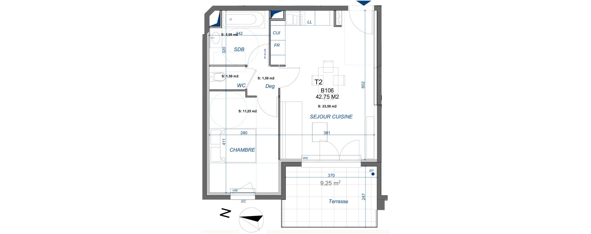 Appartement T3 de 42,75 m2 &agrave; La Valette-Du-Var Centre