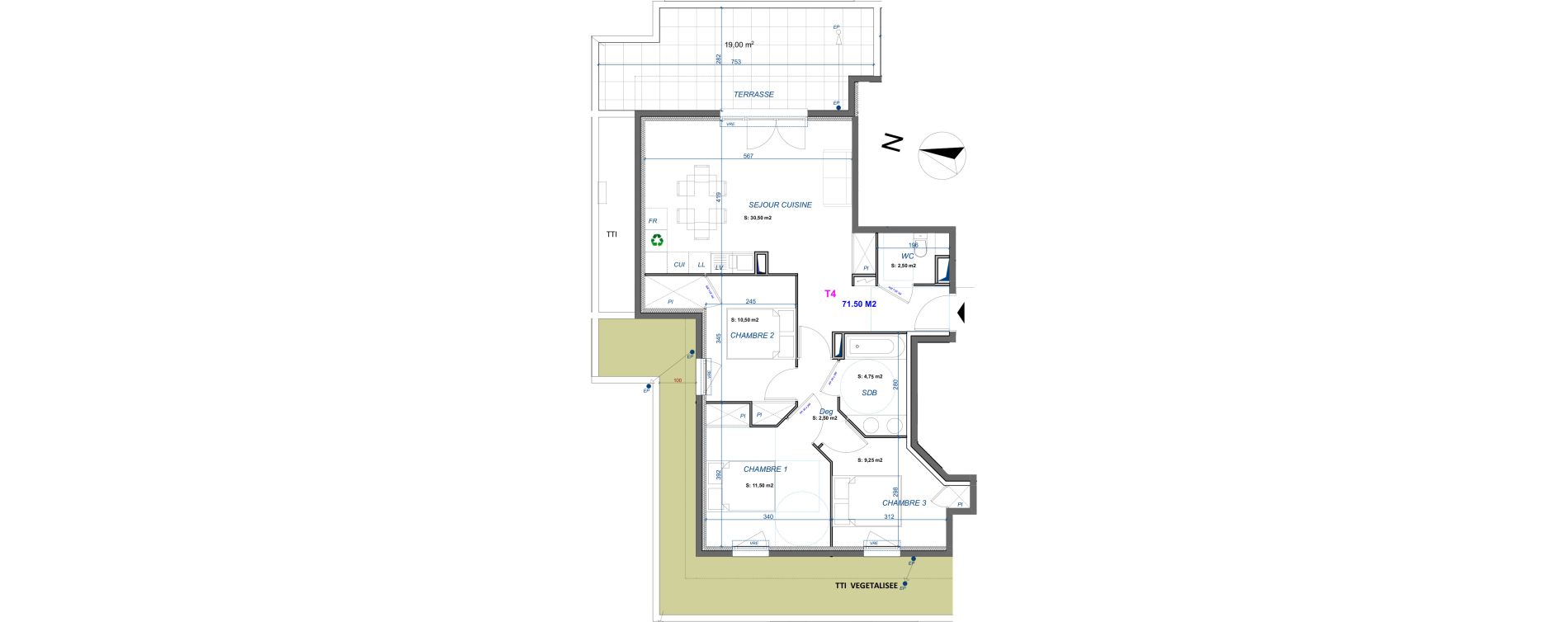 Appartement T4 de 71,50 m2 &agrave; La Valette-Du-Var Centre