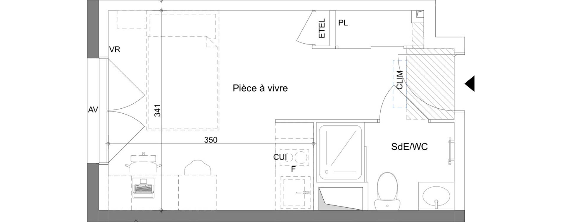 Appartement T1 meubl&eacute; de 18,81 m2 &agrave; La Valette-Du-Var Centre