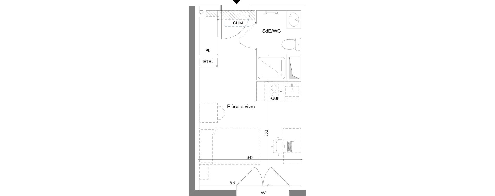 Appartement T1 meubl&eacute; de 19,18 m2 &agrave; La Valette-Du-Var Centre