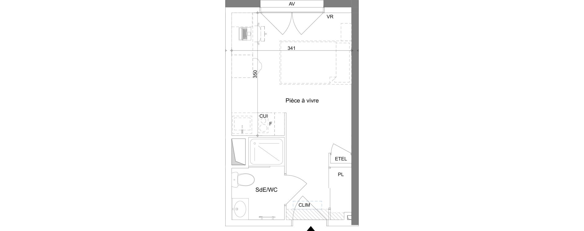 Appartement T1 meubl&eacute; de 19,16 m2 &agrave; La Valette-Du-Var Centre