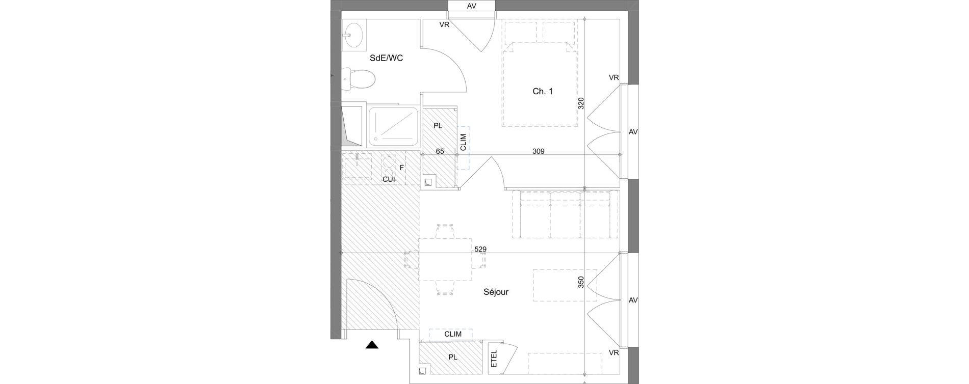 Appartement T2 meubl&eacute; de 33,20 m2 &agrave; La Valette-Du-Var Centre