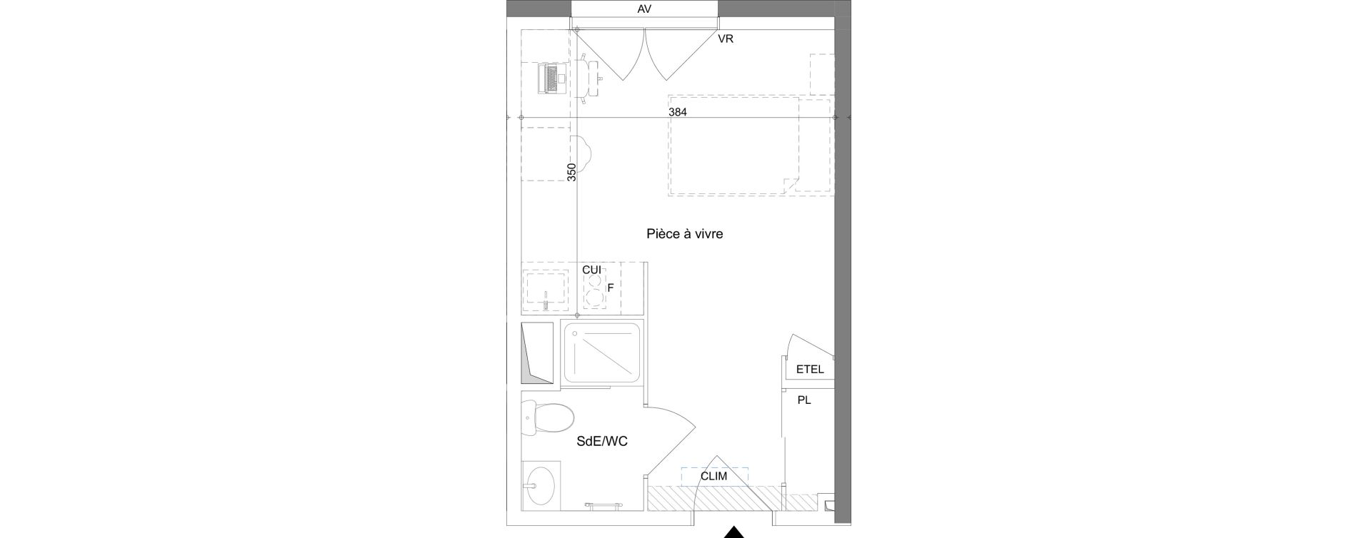 Appartement T1 meubl&eacute; de 21,66 m2 &agrave; La Valette-Du-Var Centre