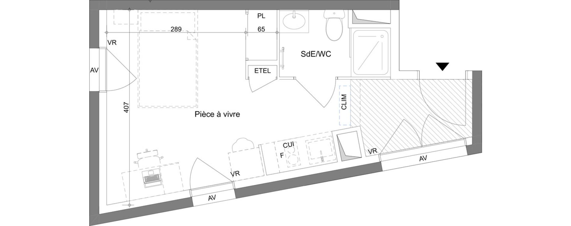 Appartement T1 meubl&eacute; de 21,85 m2 &agrave; La Valette-Du-Var Centre