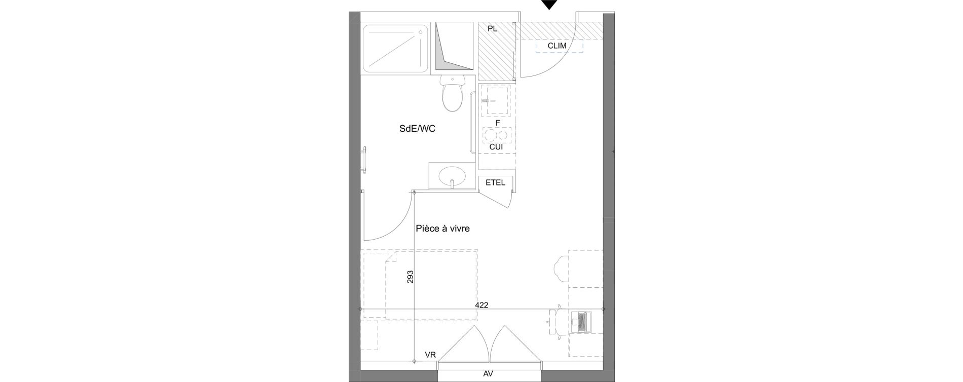 Appartement T1 meubl&eacute; de 23,66 m2 &agrave; La Valette-Du-Var Centre