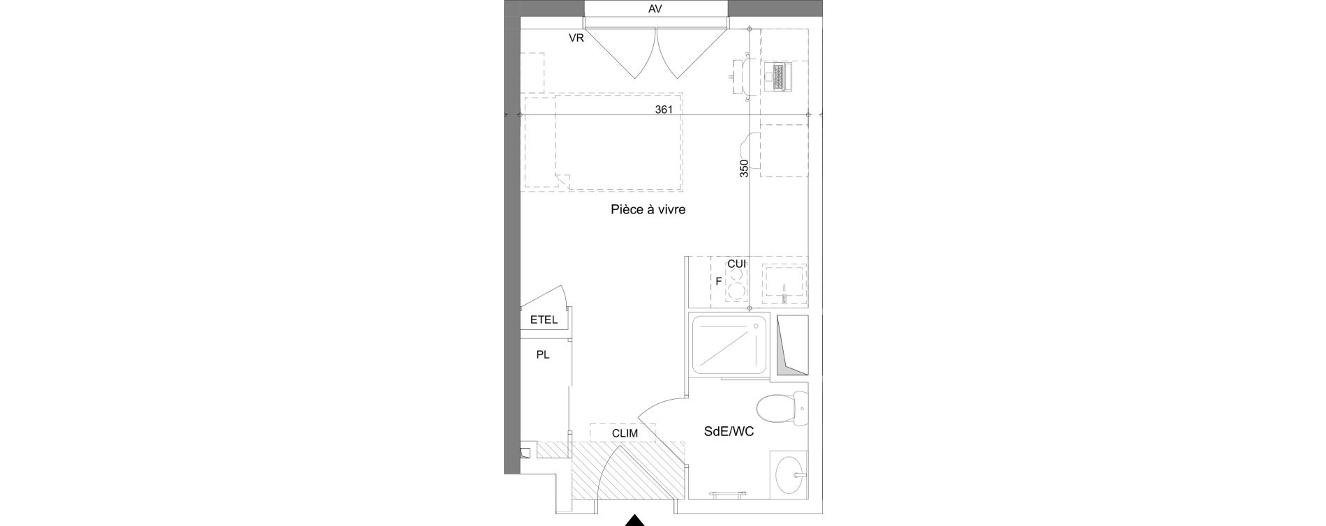 Appartement T1 meubl&eacute; de 20,00 m2 &agrave; La Valette-Du-Var Centre