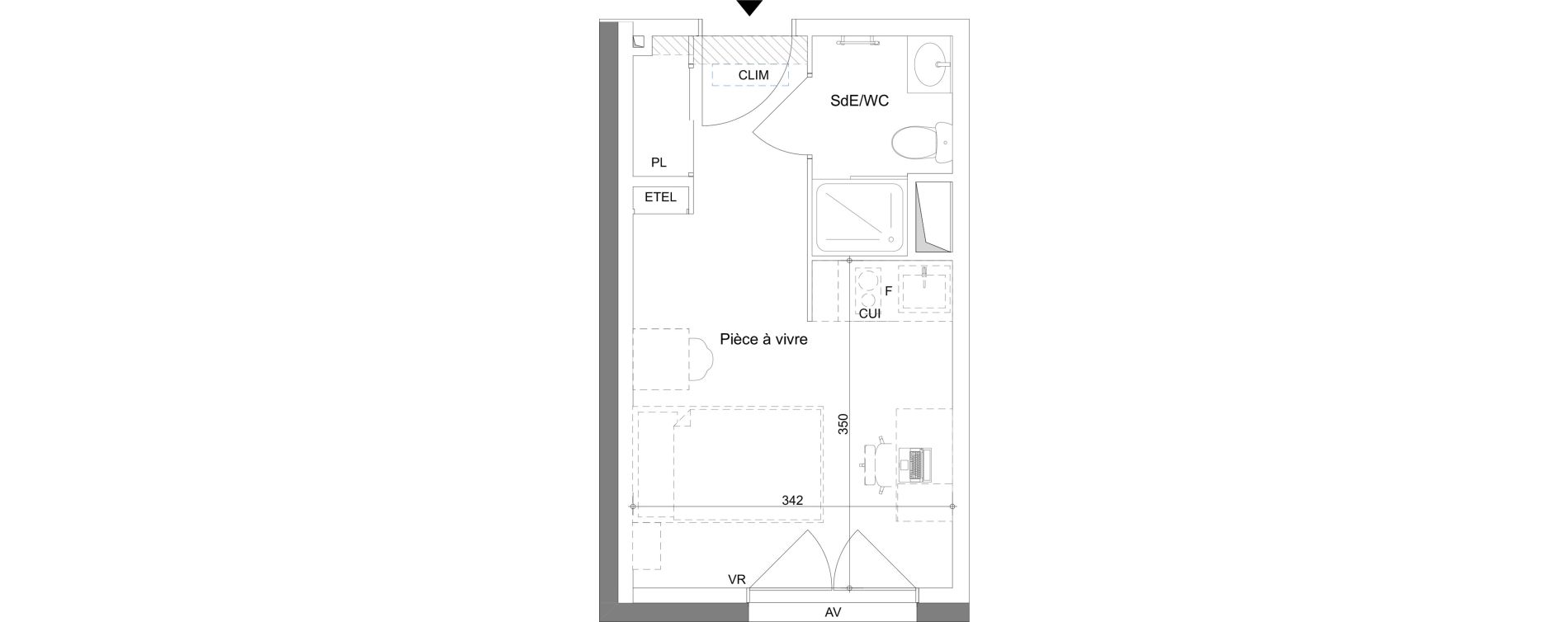 Appartement T1 meubl&eacute; de 19,18 m2 &agrave; La Valette-Du-Var Centre