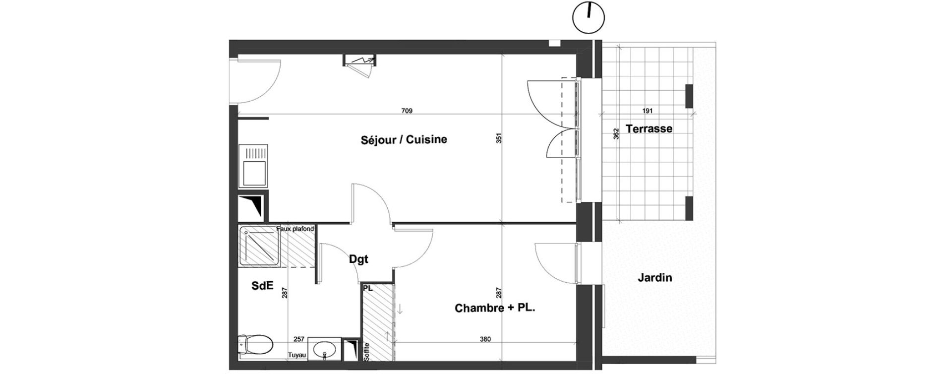 Appartement T2 de 44,09 m2 au Castellet Le plan du castellet