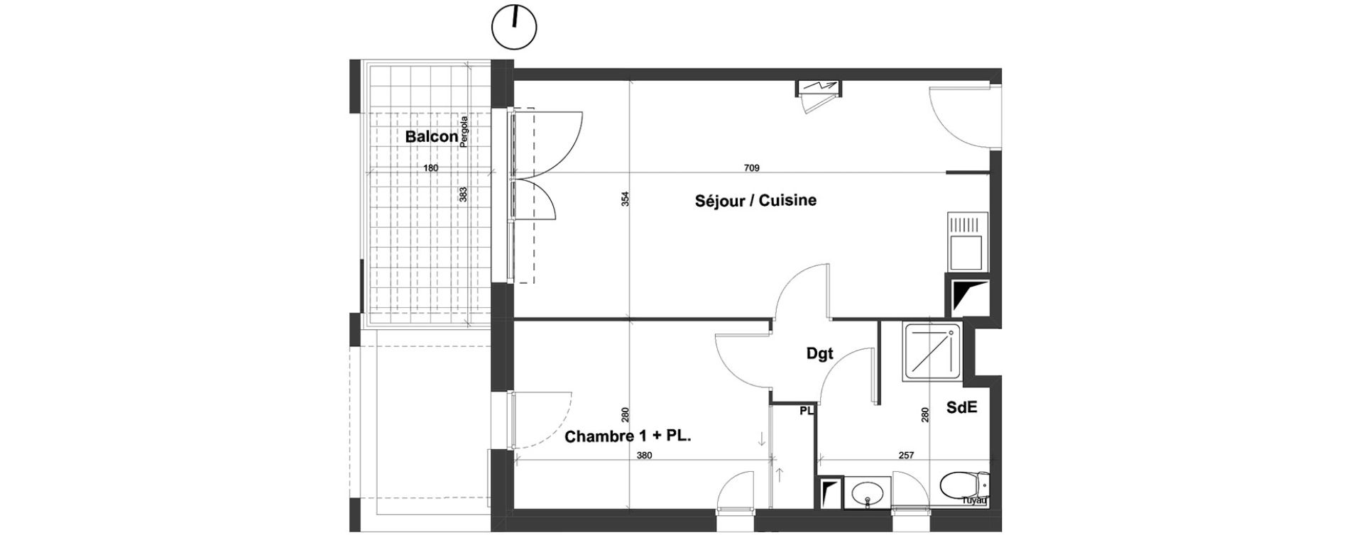 Appartement T2 de 43,40 m2 au Castellet Le plan du castellet