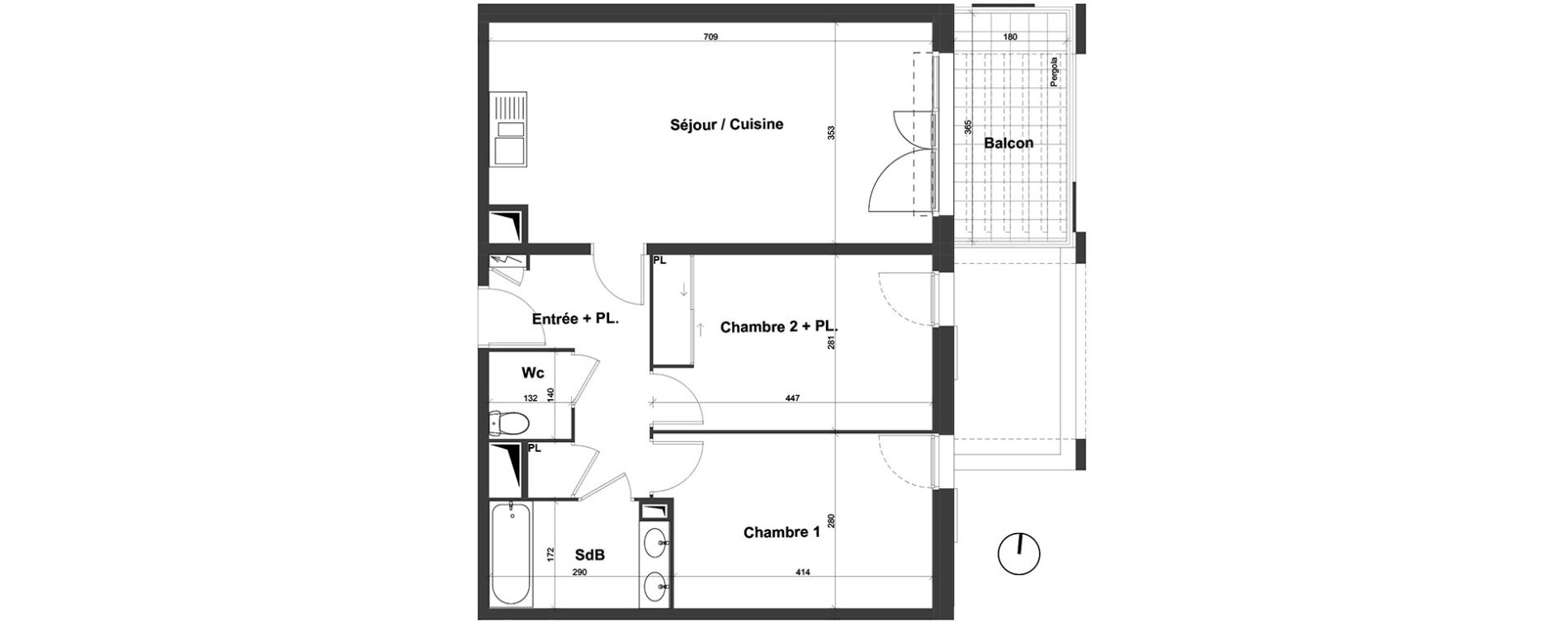 Appartement T3 de 63,01 m2 au Castellet Le plan du castellet