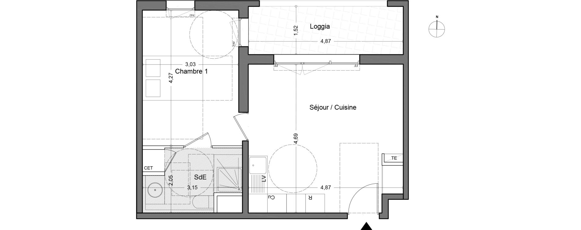 Appartement T2 de 41,00 m2 au Lavandou Centre