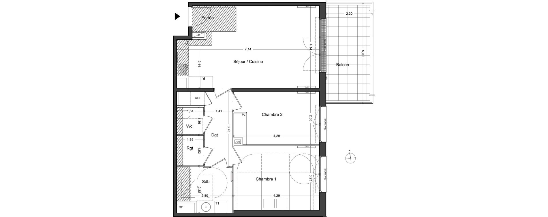 Appartement T3 de 68,90 m2 au Lavandou Centre