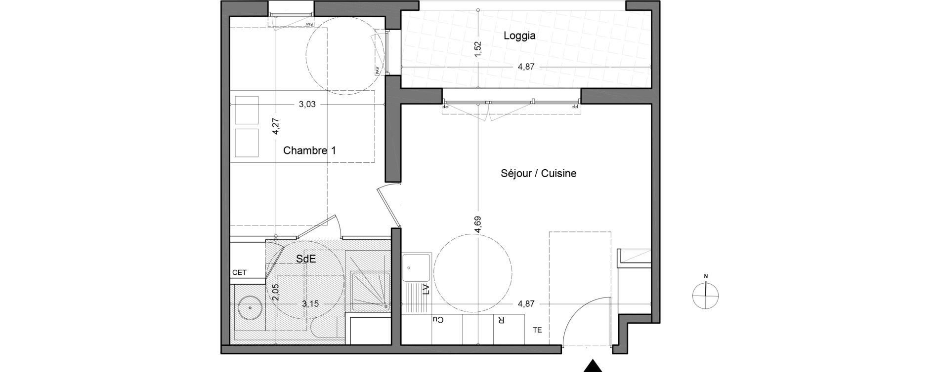 Appartement T2 de 41,00 m2 au Lavandou Centre