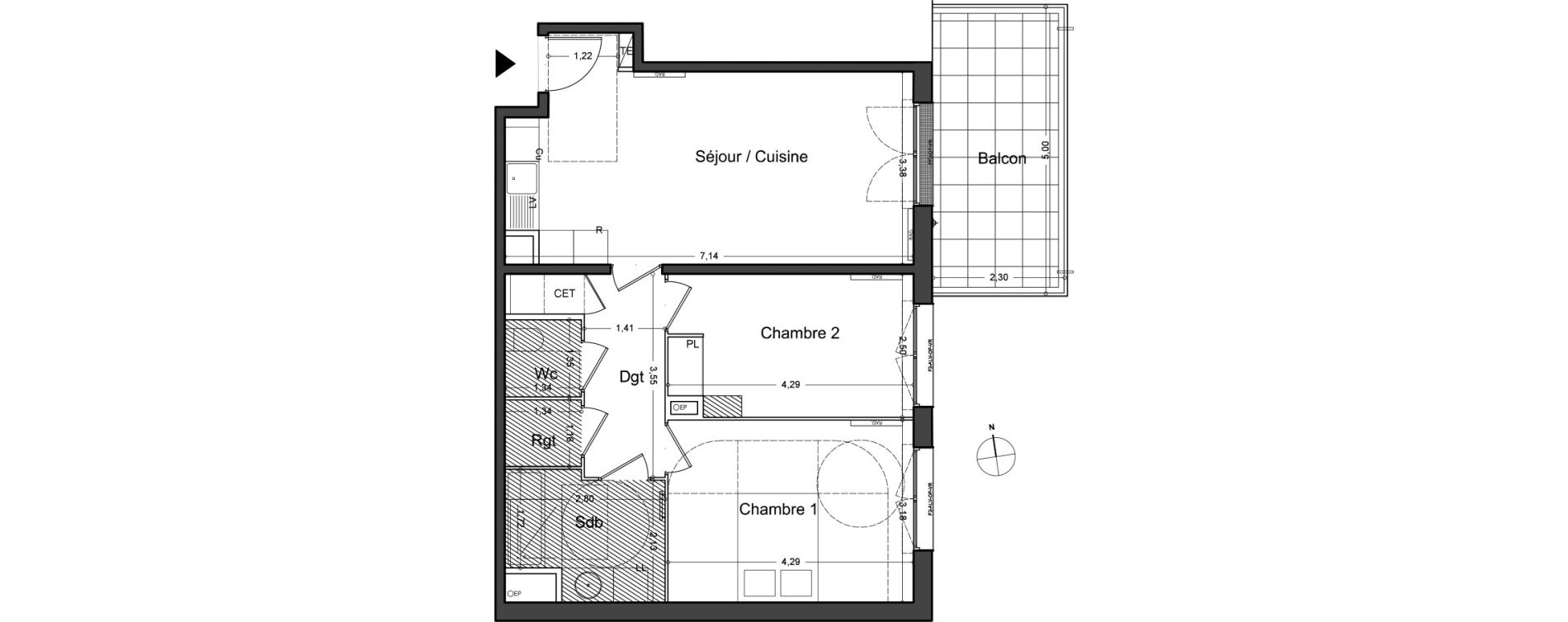 Appartement T3 de 63,20 m2 au Lavandou Centre