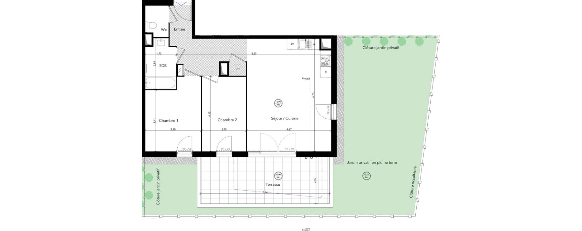 Appartement T3 de 67,10 m2 au Lavandou Centre