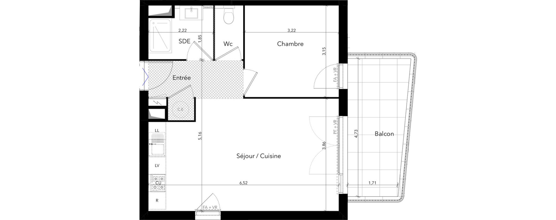 Appartement T2 de 44,57 m2 au Lavandou Centre