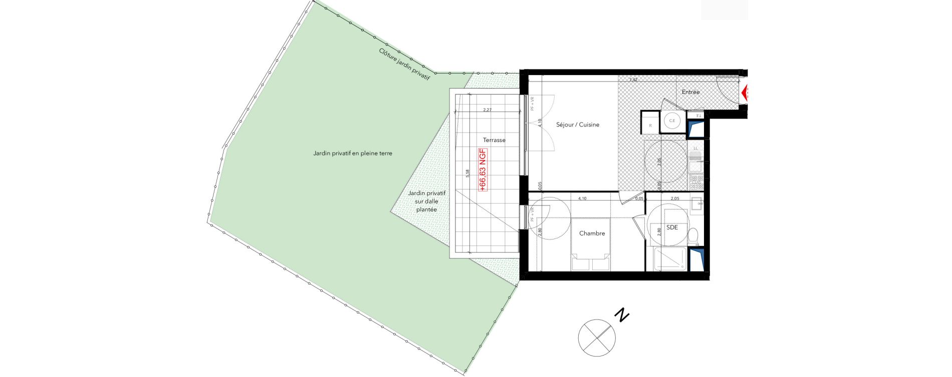 Appartement T2 de 43,00 m2 au Lavandou Centre