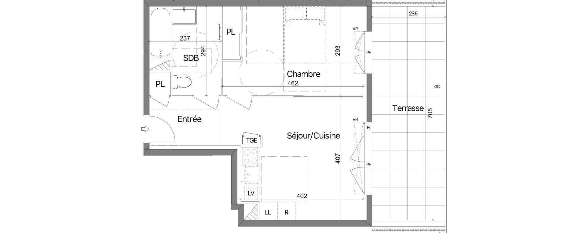 Appartement T2 de 40,73 m2 au Lavandou Le village