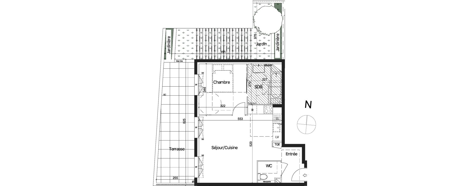 Appartement T2 de 45,76 m2 au Lavandou Le village