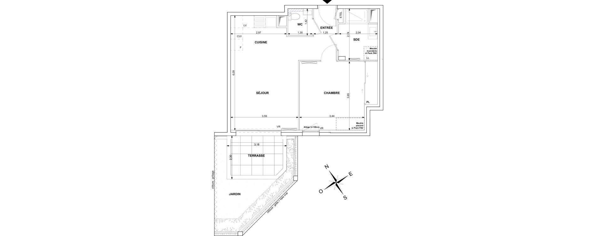 Appartement T2 de 46,03 m2 au Lavandou Centre
