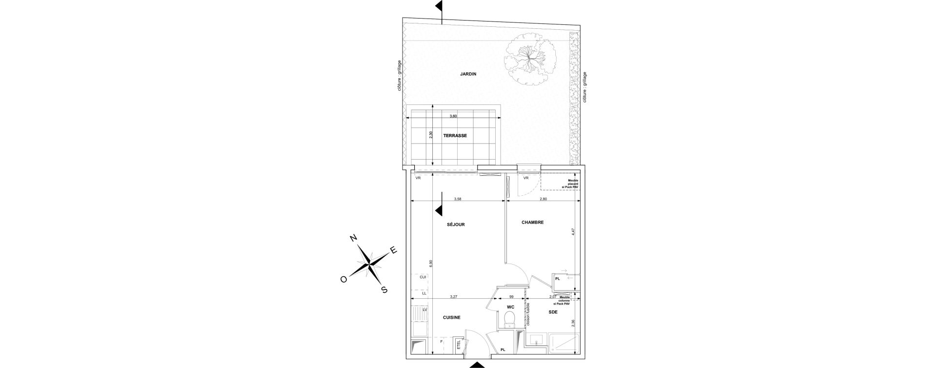 Appartement T2 de 42,13 m2 au Lavandou Centre