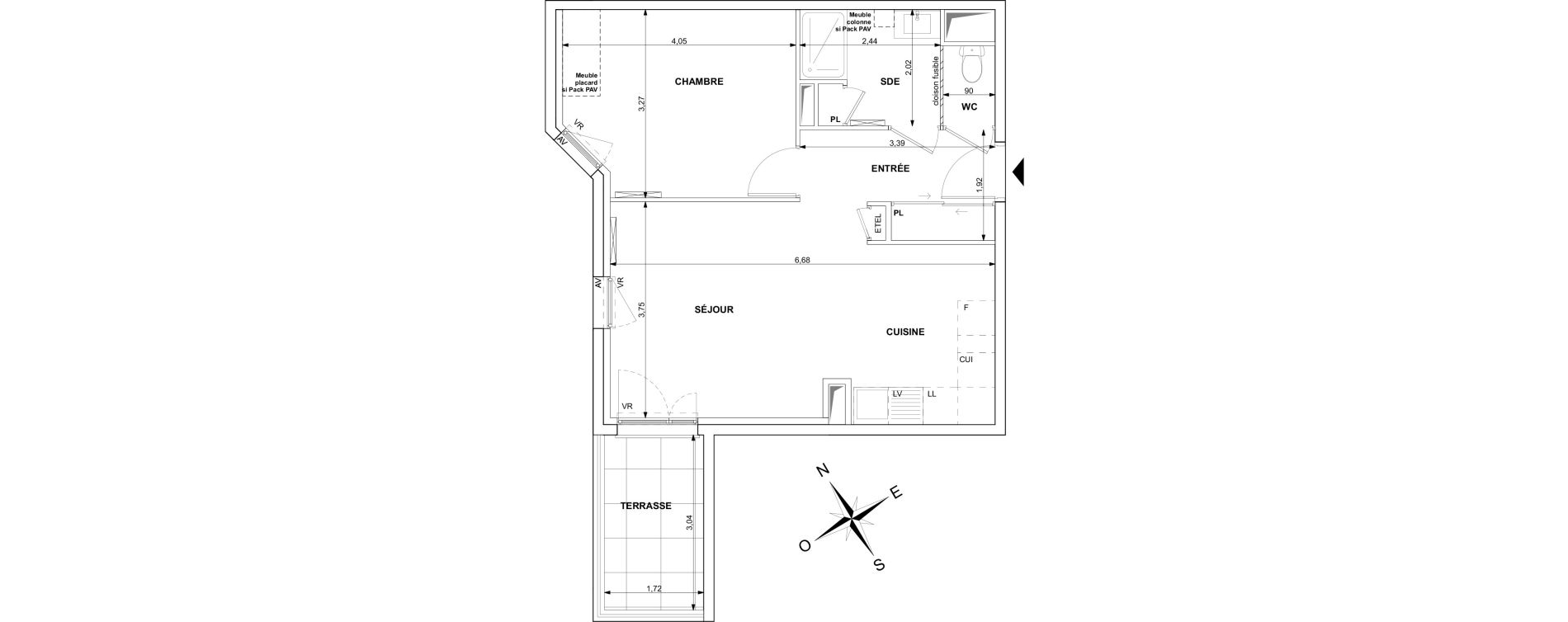 Appartement T2 de 47,05 m2 au Lavandou Centre