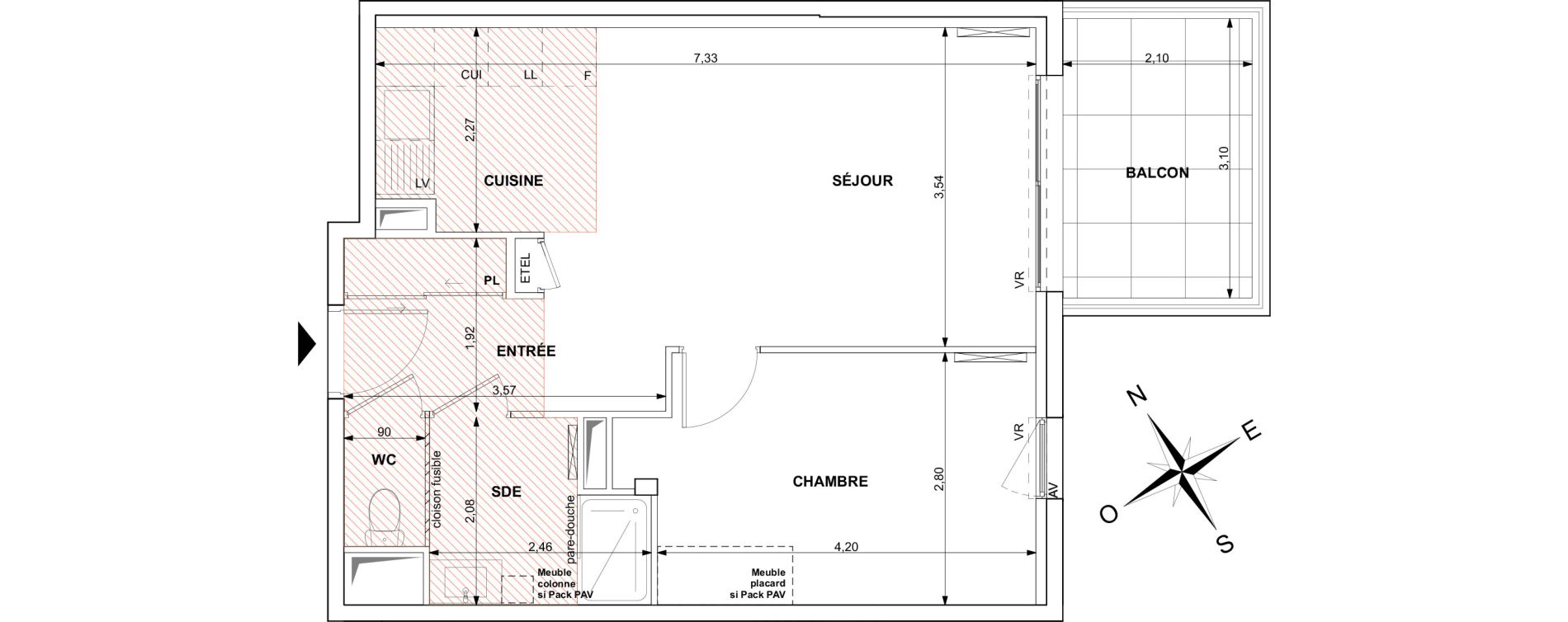 Appartement T2 de 45,87 m2 au Lavandou Centre