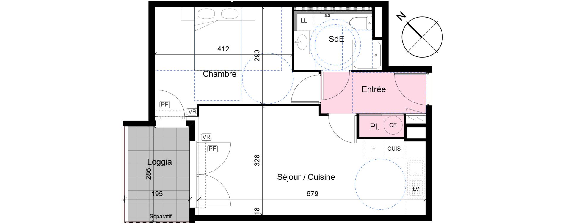 Appartement T2 de 42,42 m2 au Luc Centre