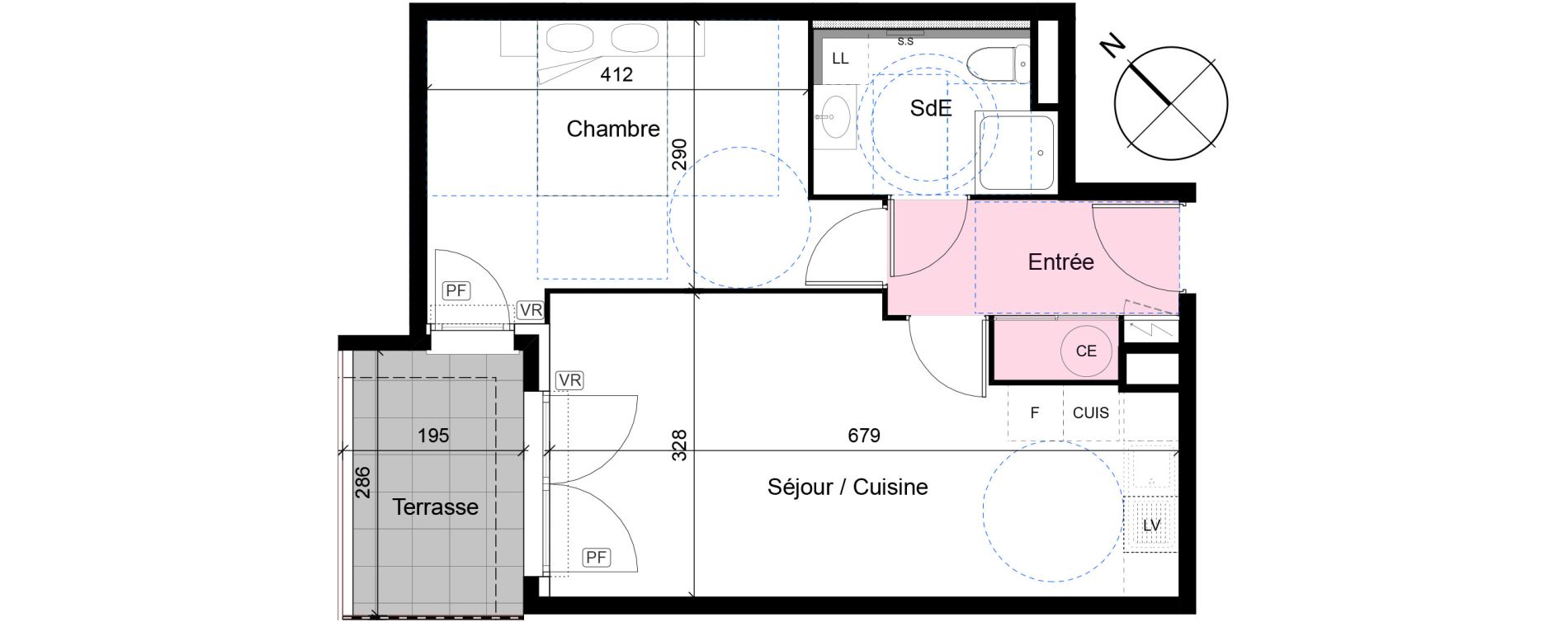 Appartement T2 de 42,42 m2 au Luc Centre