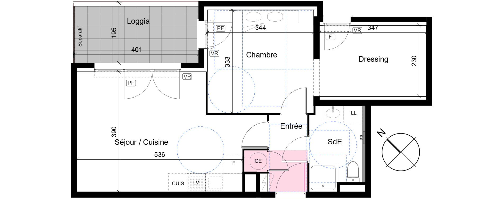 Appartement T2 de 48,23 m2 au Luc Centre