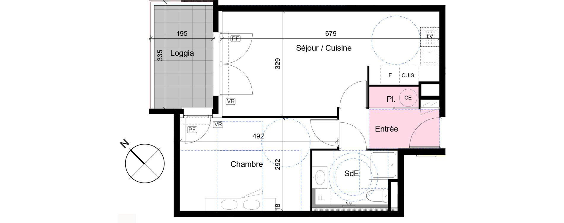 Appartement T2 de 42,14 m2 au Luc Centre