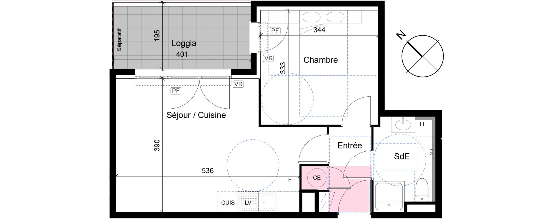 Appartement T2 de 40,09 m2 au Luc Centre