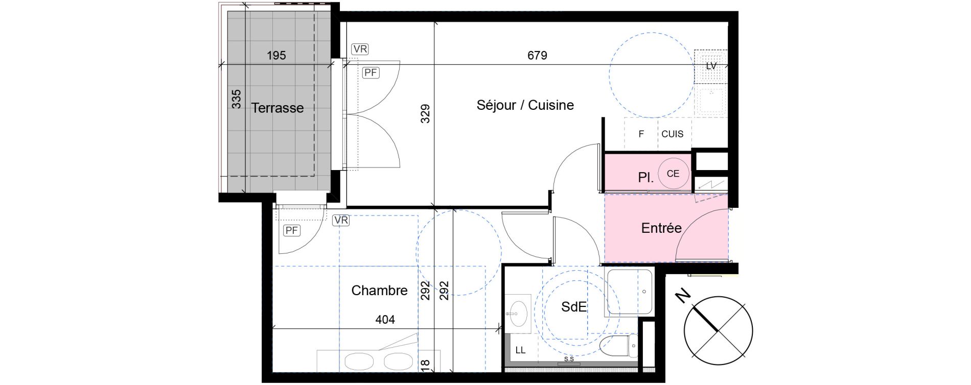 Appartement T2 de 42,14 m2 au Luc Centre