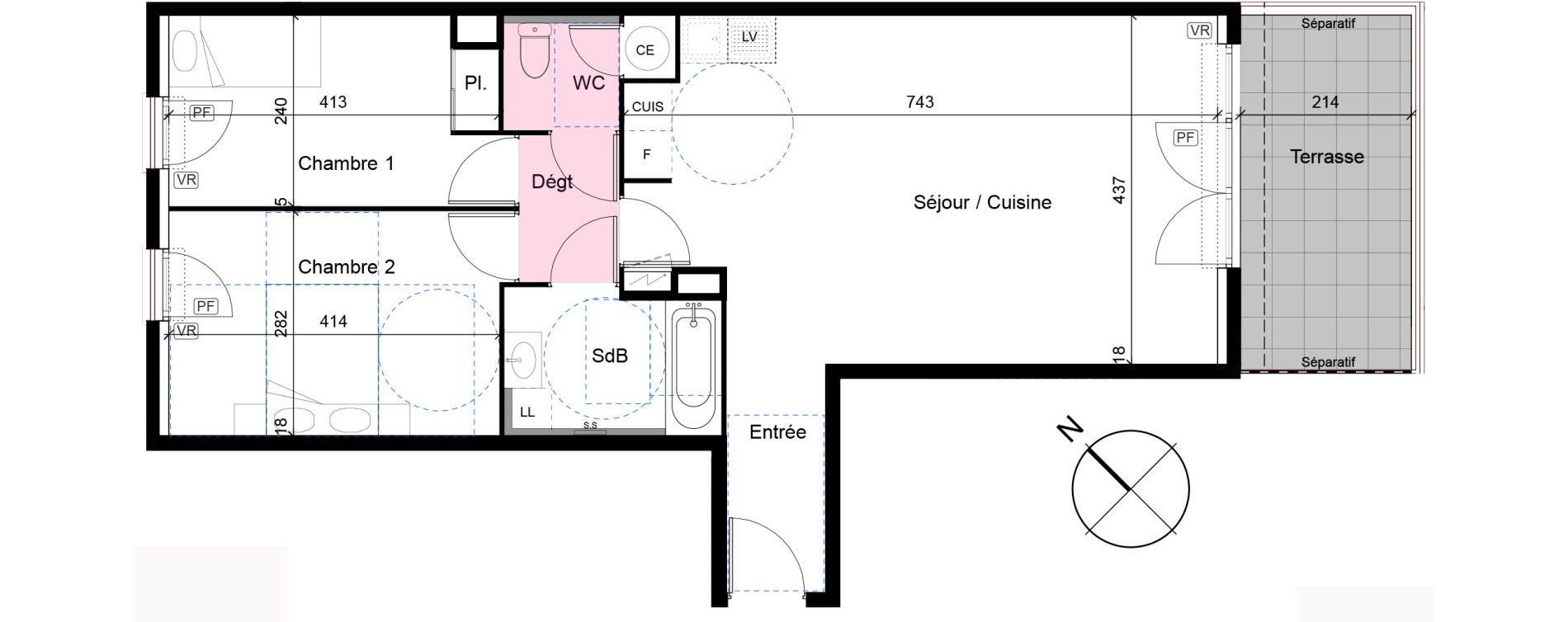 Appartement T3 de 65,46 m2 au Luc Centre