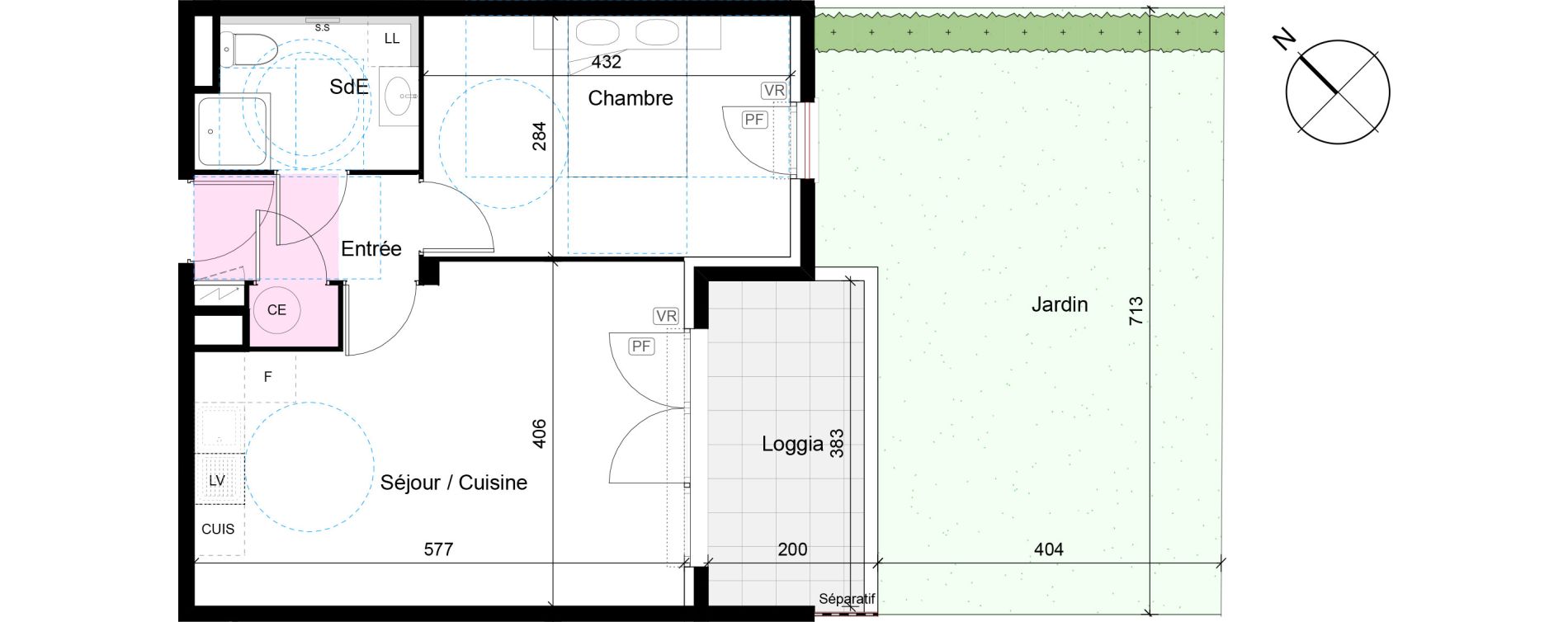 Appartement T2 de 42,21 m2 au Luc Centre